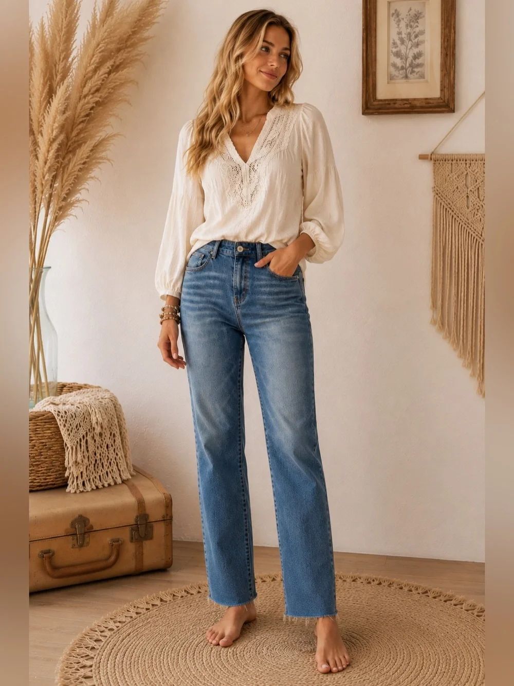 J. Jill Women's Straight Leg Jeans in Medium Blue Wash